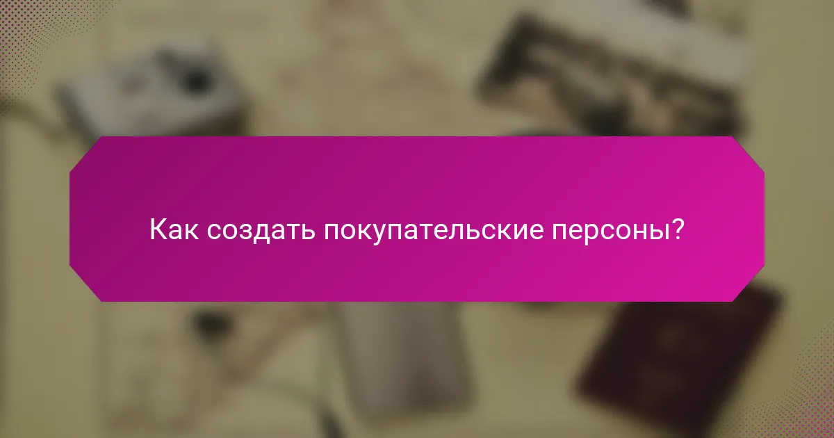 Как создать покупательские персоны?