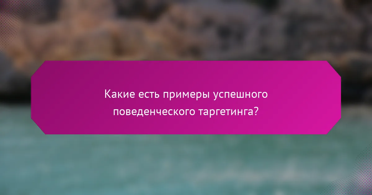Какие есть примеры успешного поведенческого таргетинга?