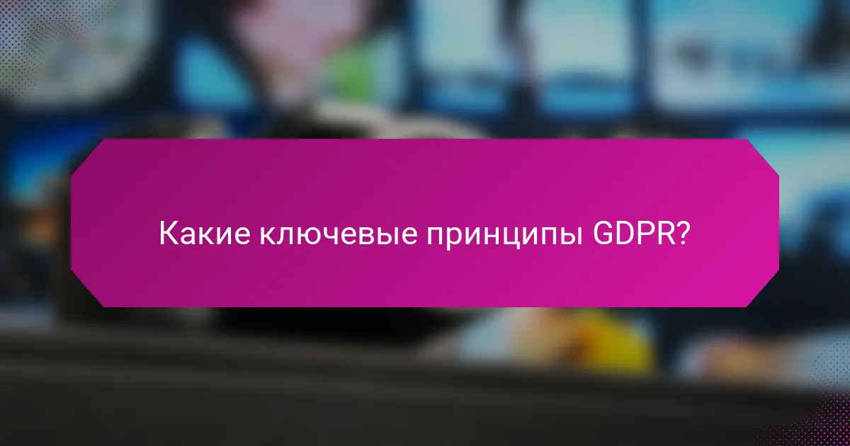 Какие ключевые принципы GDPR?